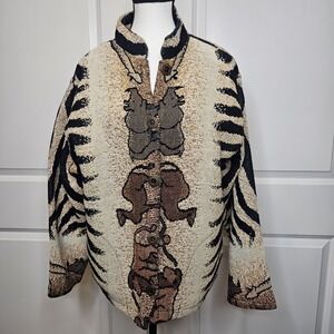 Sugar Street Weavers Womens Tapestry Jacket One Size Safari Jungle Motif USA